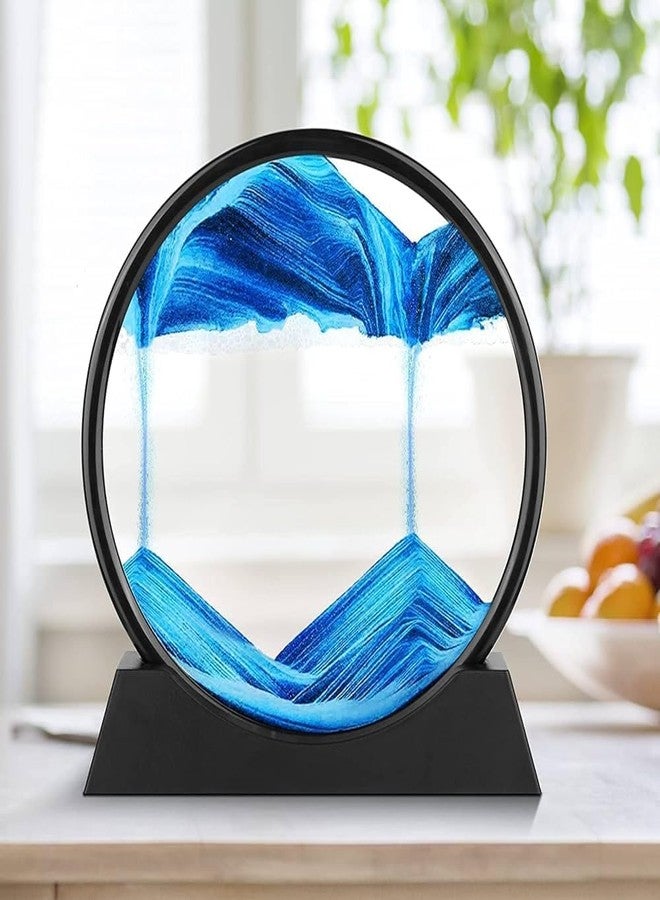 CRAZYABBS Moving Sand Art Picture Glass Liquid Painting 3D Natural Landscape showpieces for Home Decor Antique Gifts for Kids Office Desktop Decoration Desk Table Decorative Items. (Deep Sea) - Image 2